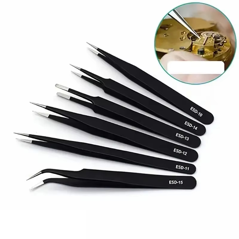 Model Kit Tweezers - Juego de pinzas de precisión ESD,